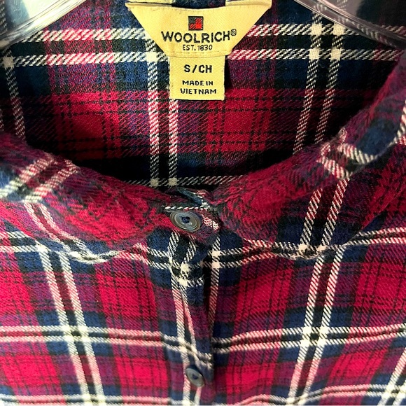 Vtg Woolrich Women’s Red Black Plaid Cotton Flannel Button Up Shirt Sz S Casual - Picture 6 of 7